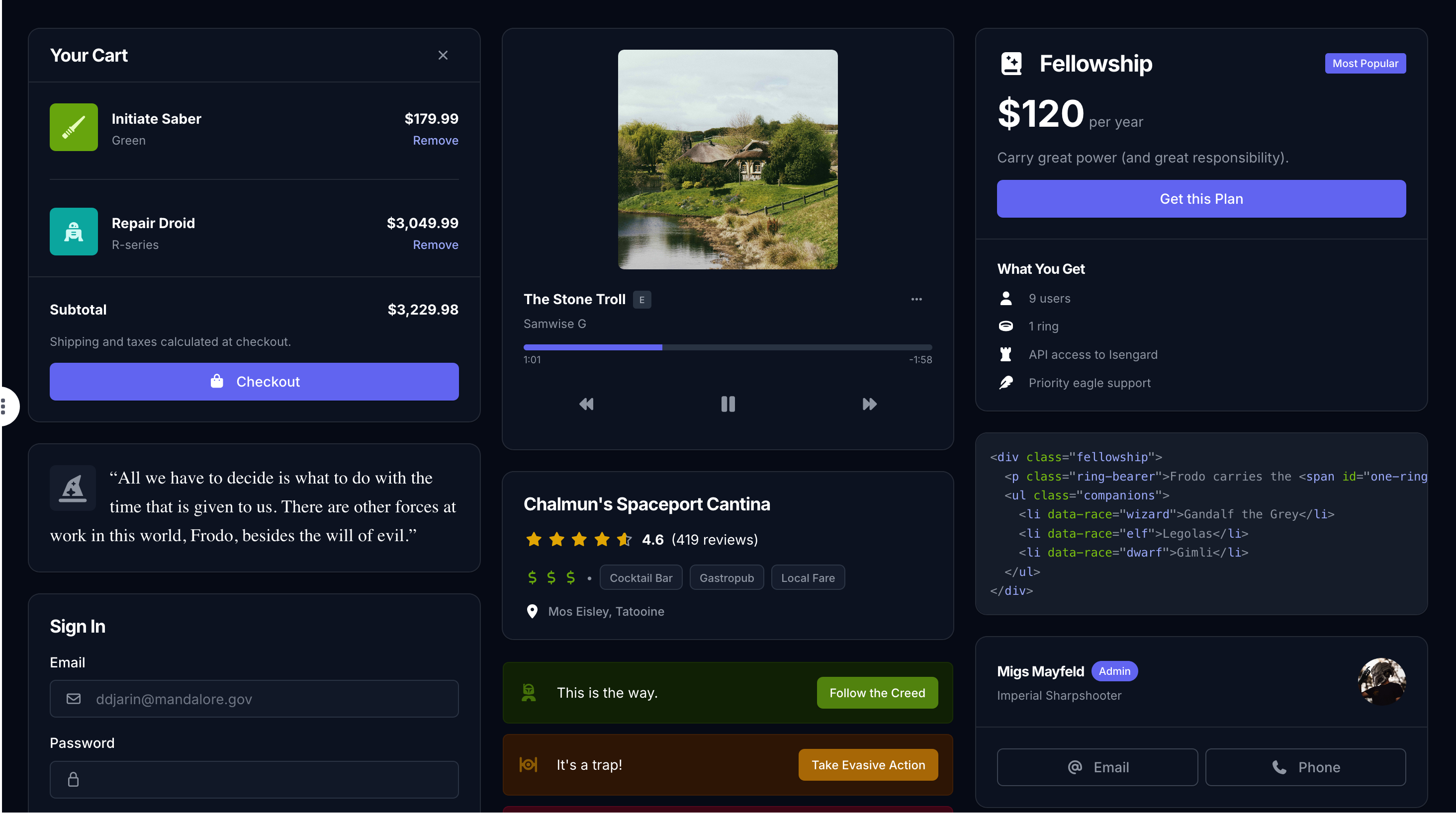 Tailspin theme preview (dark)
